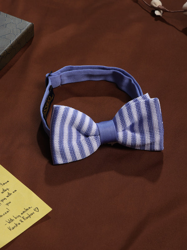 Purple & White Stripe Knitted Bowtie