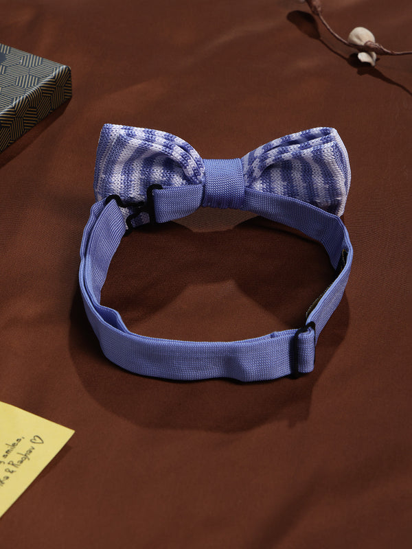 Purple & White Stripe Knitted Bowtie