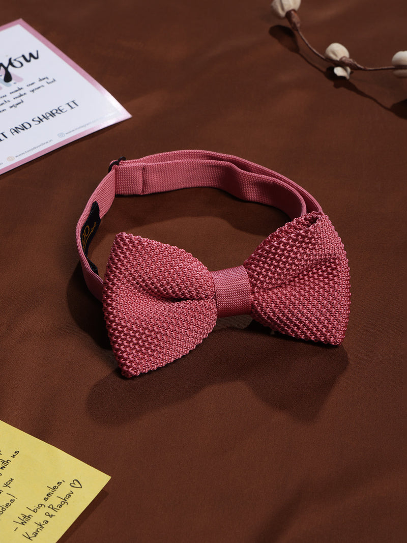 Pink Solid Knitted Bowtie