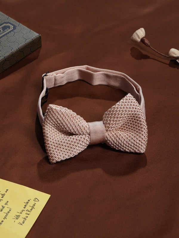 Light Peach Knitted Bow Tie