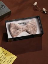 Light Peach Knitted Bow Tie