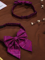 Purple Check Bowtie Set for Men and Dogs