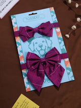 Purple Check Bowtie Set for Men and Dogs