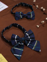 Blue Check Bowtie Set for Men and Dogs