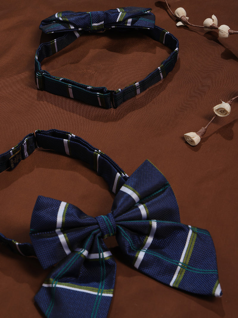 Blue Check Bowtie Set for Men and Dogs