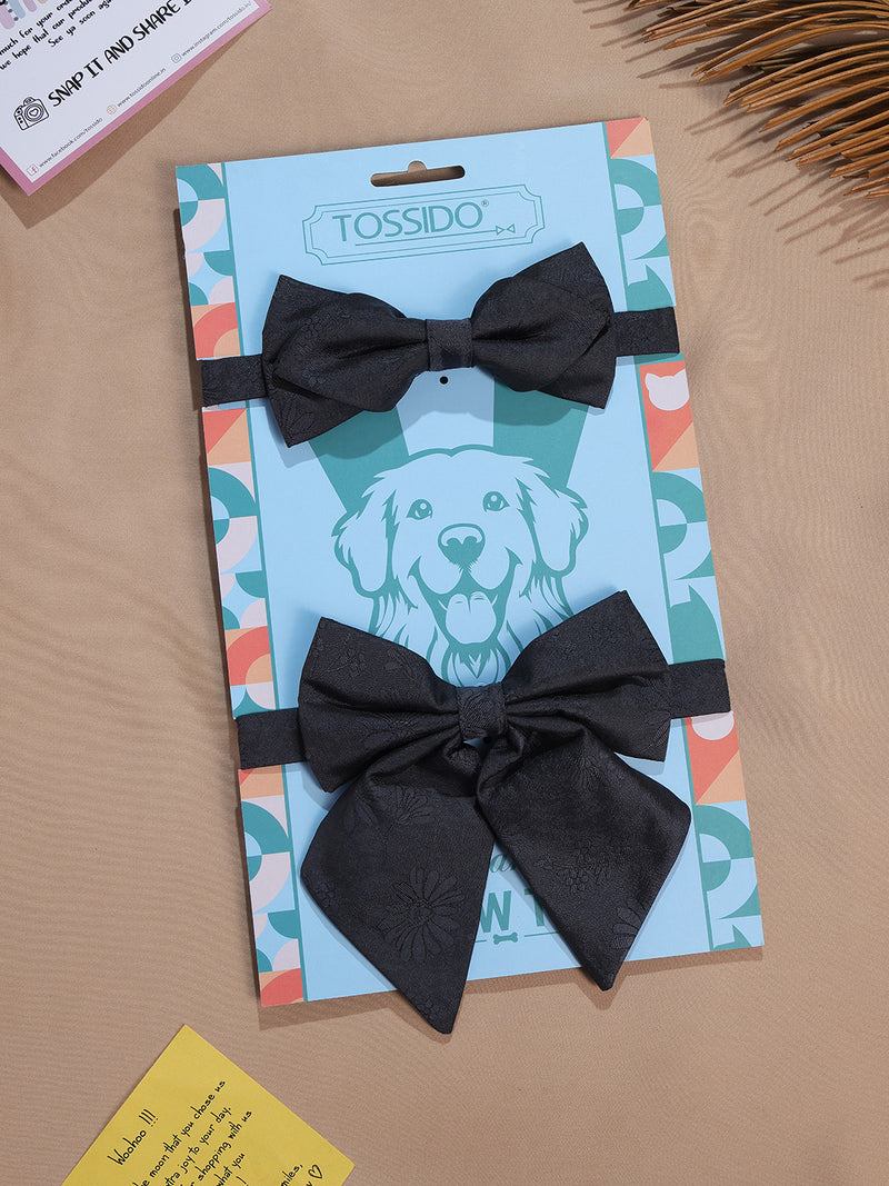 Black Floral Bowtie Set for Men and Dogs