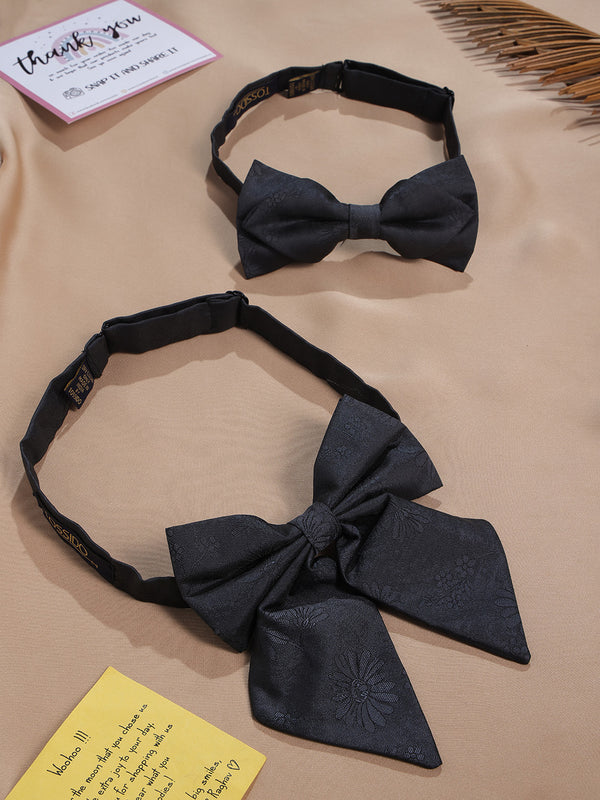 Black Floral Bowtie Set for Men and Dogs