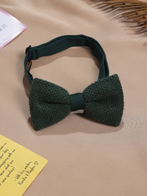 Dark Green Solid Wool Bow Tie