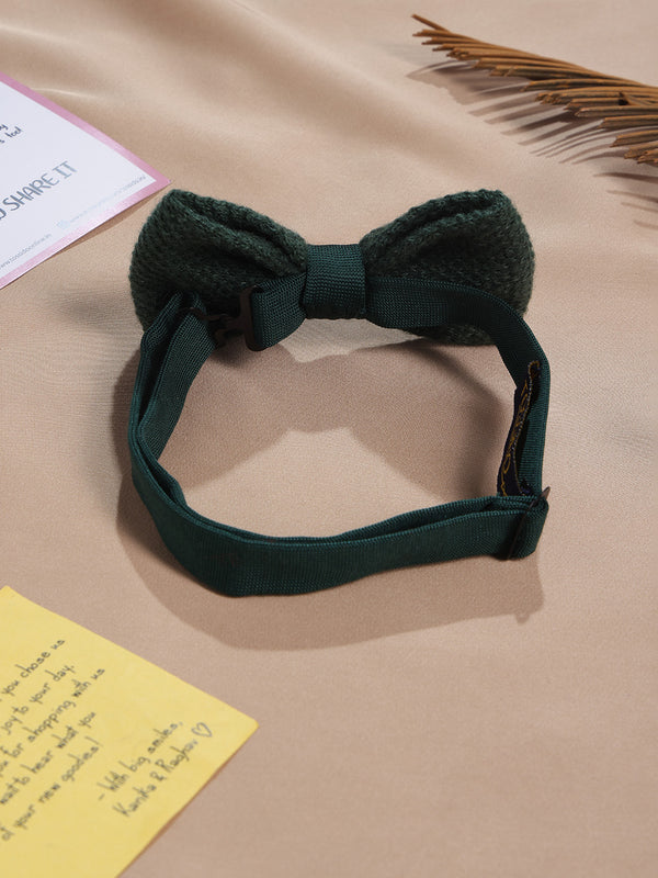 Dark Green Solid Wool Bow Tie