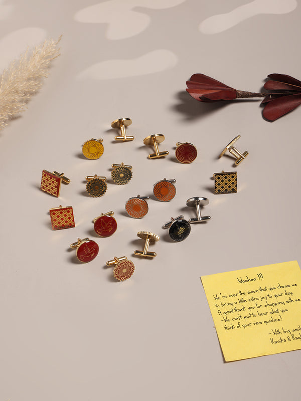 Tossido’s Curated Cufflink Collection – 9 Enamel-Accented Pairs