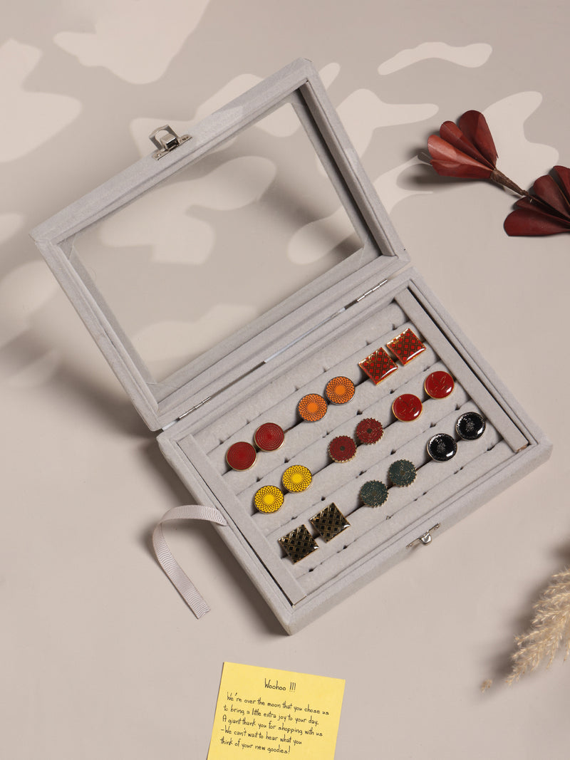 Tossido’s Curated Cufflink Collection – 9 Enamel-Accented Pairs