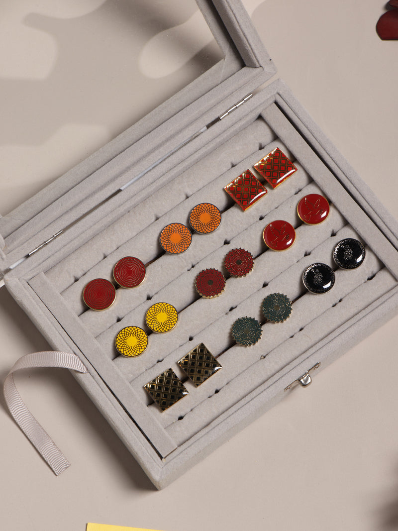 Tossido’s Curated Cufflink Collection – 9 Enamel-Accented Pairs