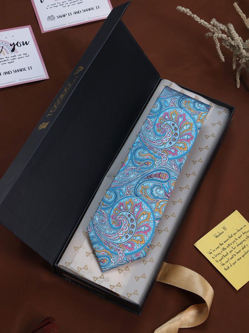 Blue Paisley Printed Necktie