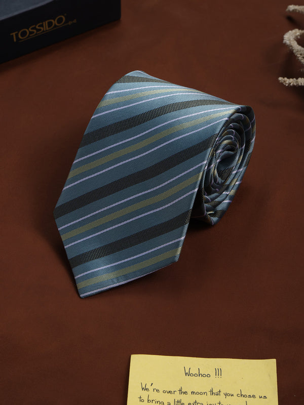 Teal Stripe Woven Necktie