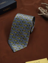 Grey Cars Printed Necktie