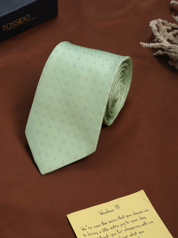 Green Geometric Woven Necktie