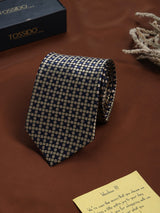 Blue & Gold Geometric Woven Necktie