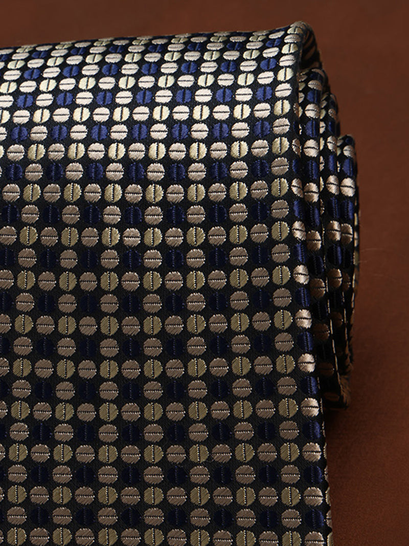 Blue & Gold Geometric Woven Necktie