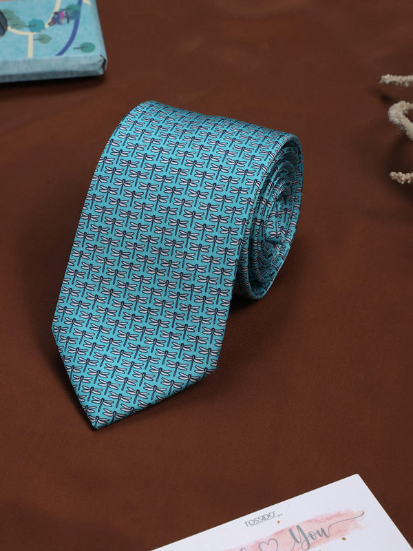 Blue Dragonfly Printed Necktie