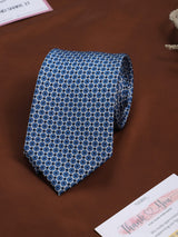 Blue Geometric Printed Necktie