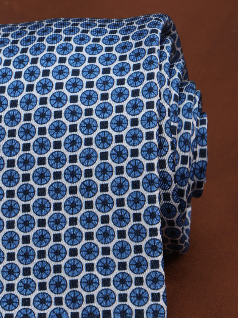 Blue Geometric Printed Necktie