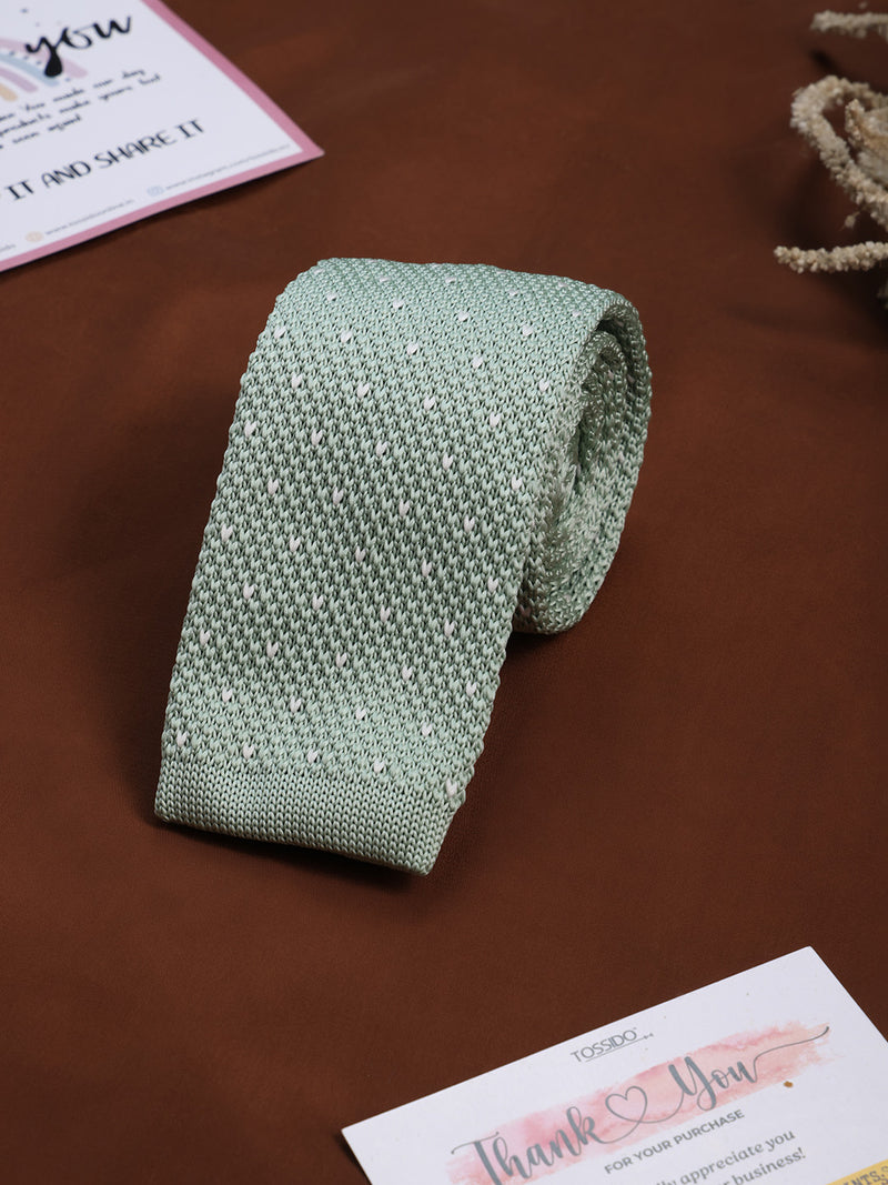 Green Geometric Knitted Necktie