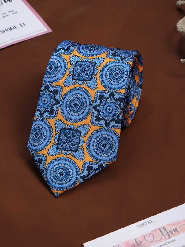 Blue Geometric Printed Necktie