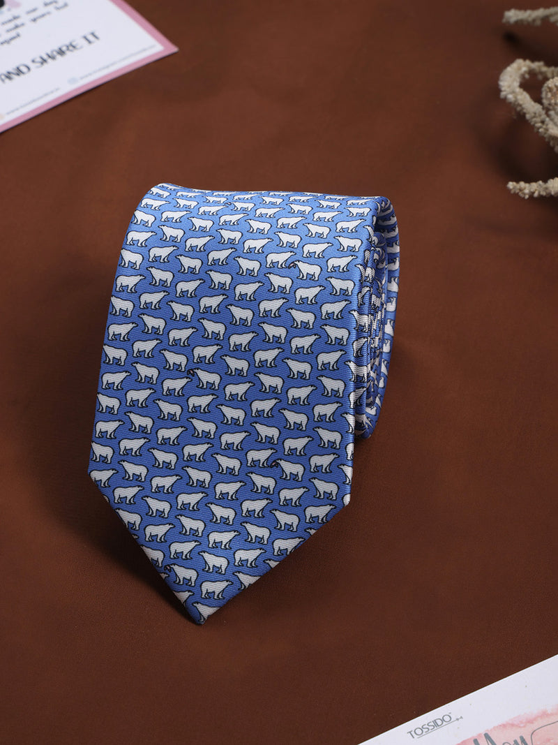 Blue Polar Bear Printed Necktie