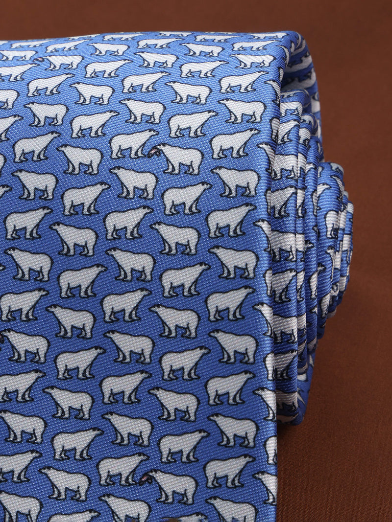 Blue Polar Bear Printed Necktie