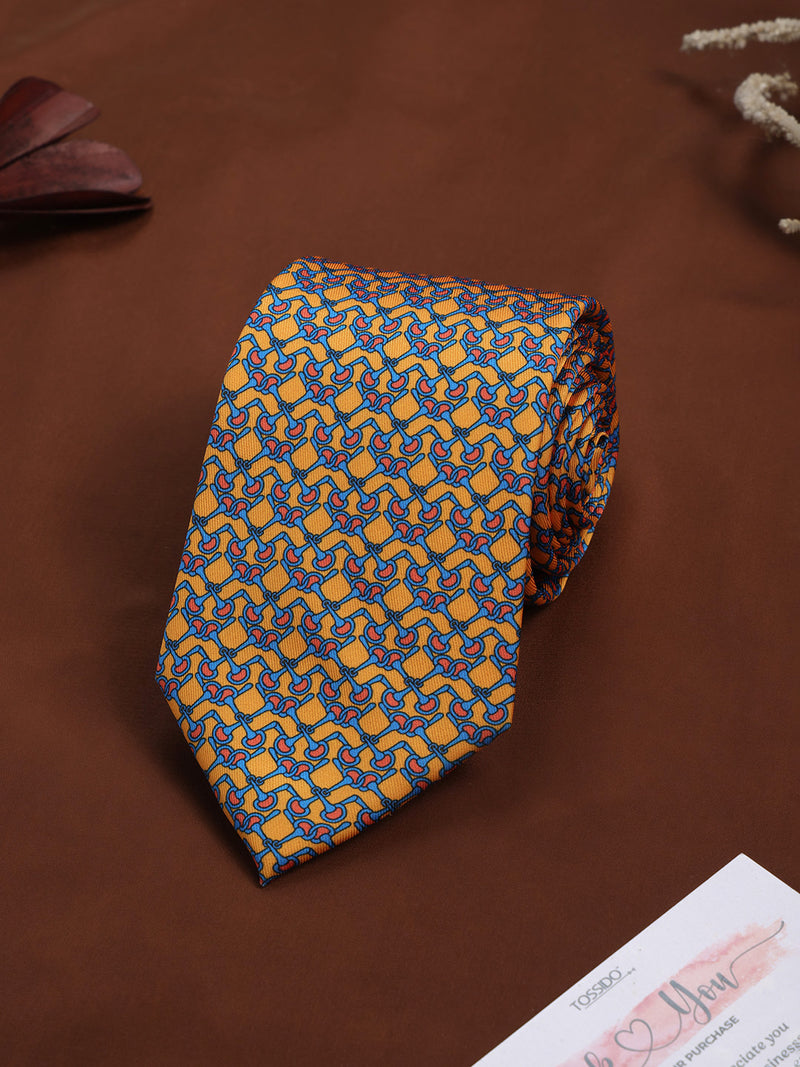 Mustard Abstract Printed Necktie