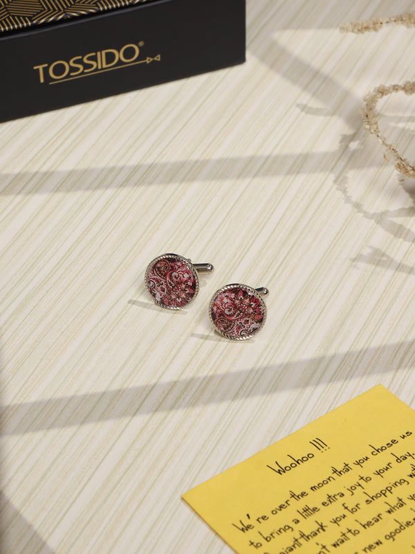 Pink Paisley Cufflinks
