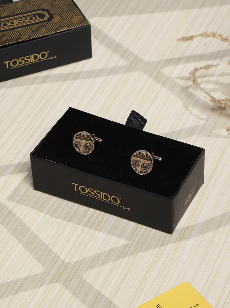 Beige Elephant Cufflinks