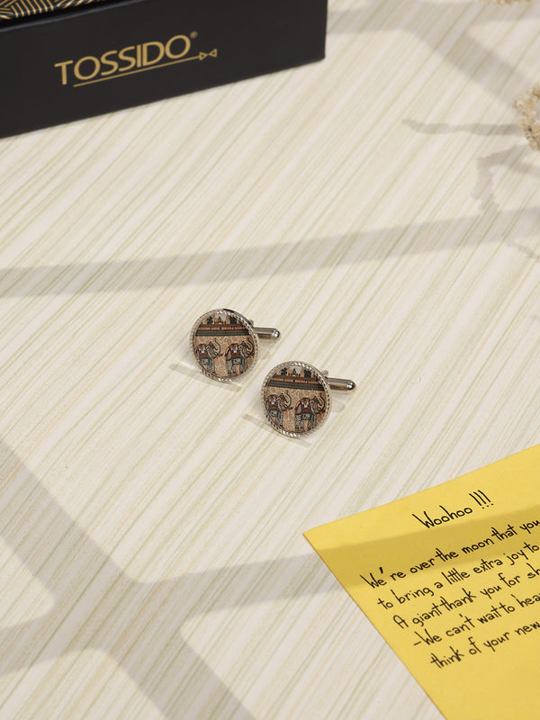 Beige Elephant Cufflinks