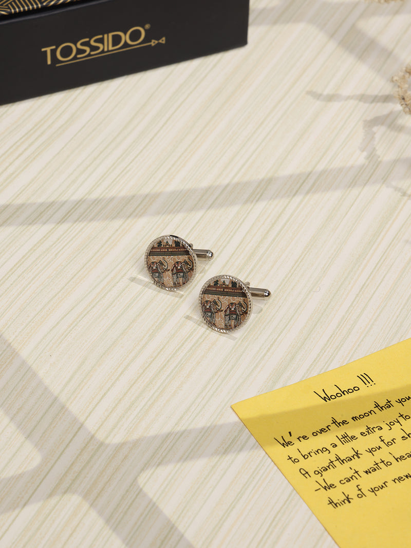 Beige Elephant Cufflinks