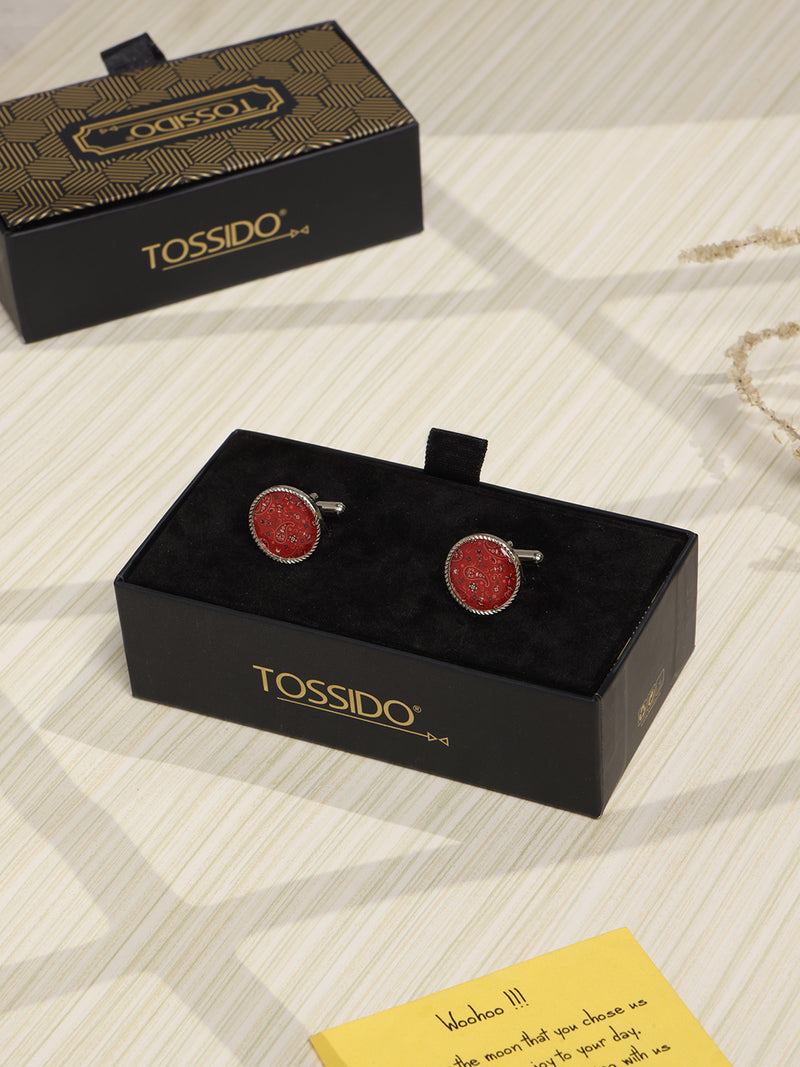 Red Paisley Cufflinks