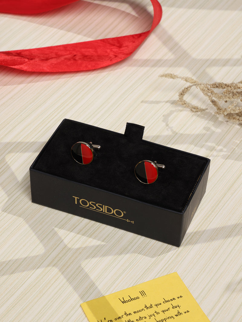 Red & Black Geometric Cufflinks