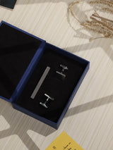 Silver Tie bar & Cufflink Set