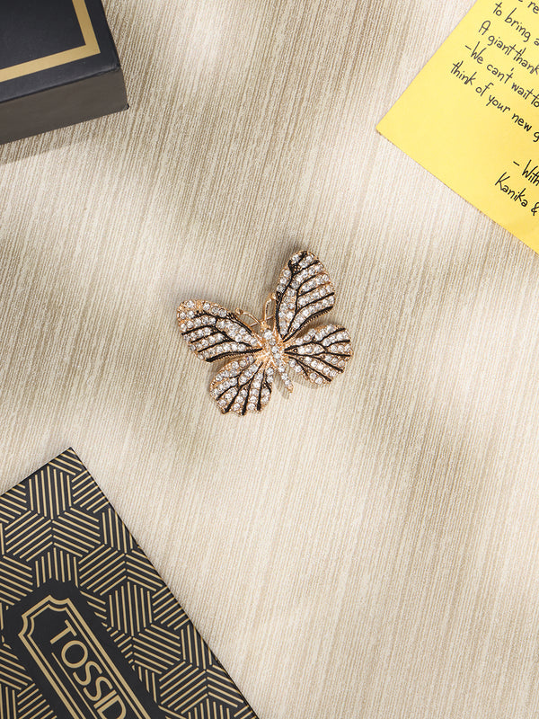 Black & Gold Butterfly Brooch