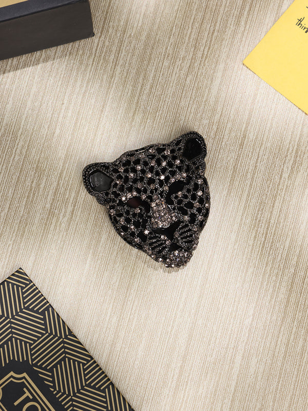 Grey Leopard Brooch