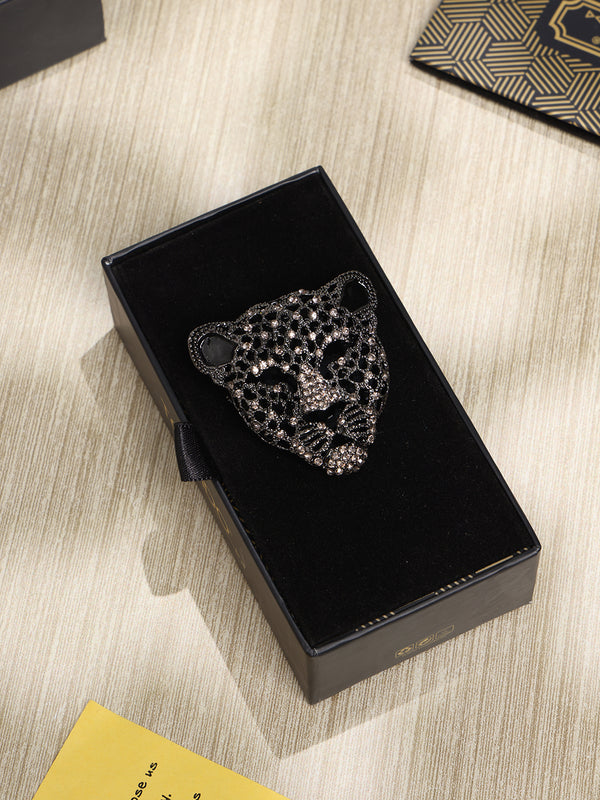 Grey Leopard Brooch