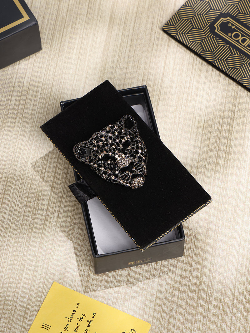 Grey Leopard Brooch