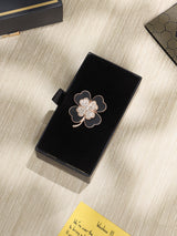 Black & Gold Leaf Clover Brooch