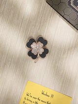 Black & Gold Leaf Clover Brooch