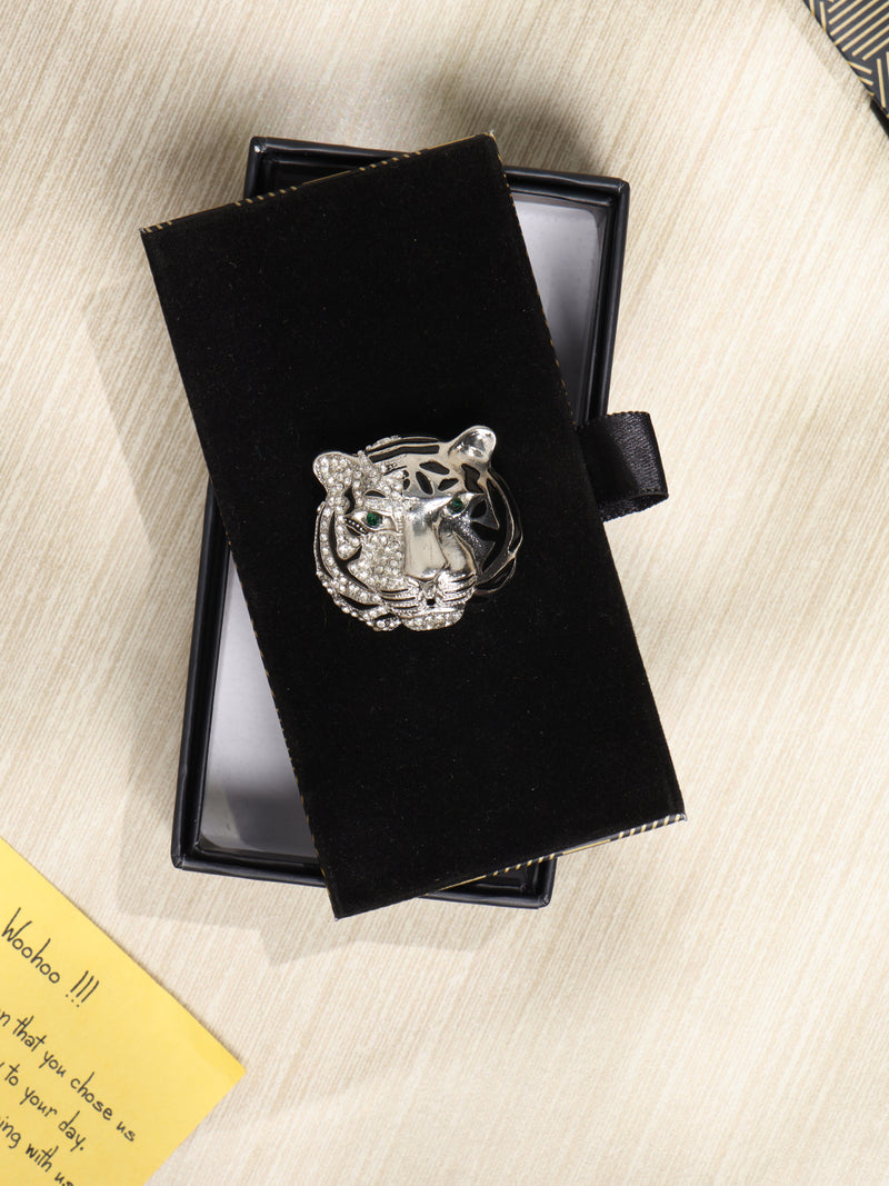 Silver Tiger Brooch