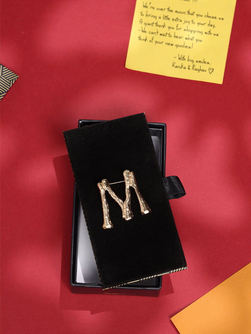 Golden Alphabet M Brooch