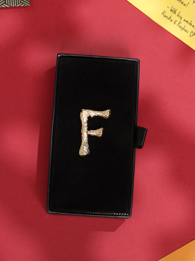Golden Alphabet F Brooch