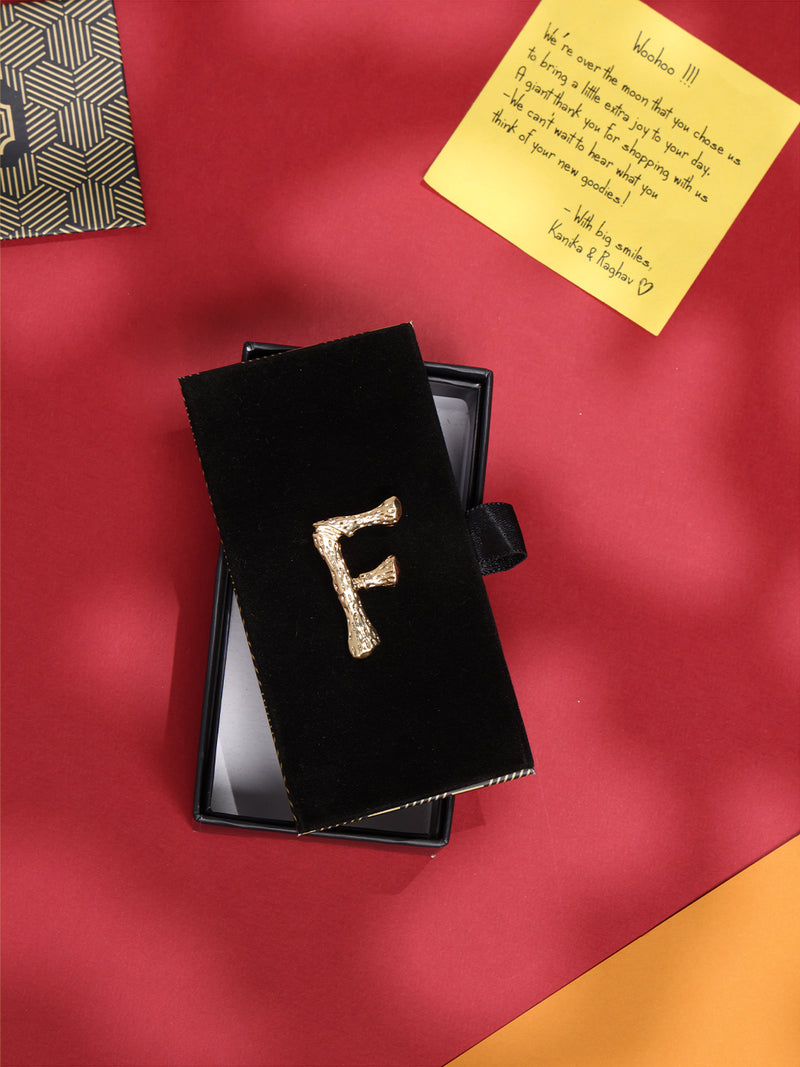 Golden Alphabet F Brooch