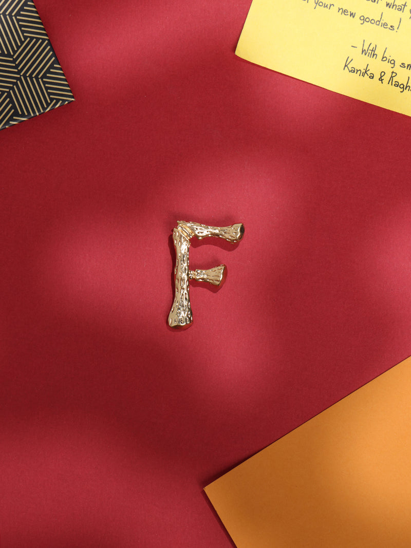 Golden Alphabet F Brooch
