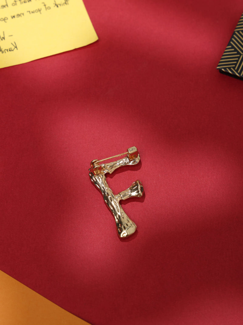 Golden Alphabet F Brooch