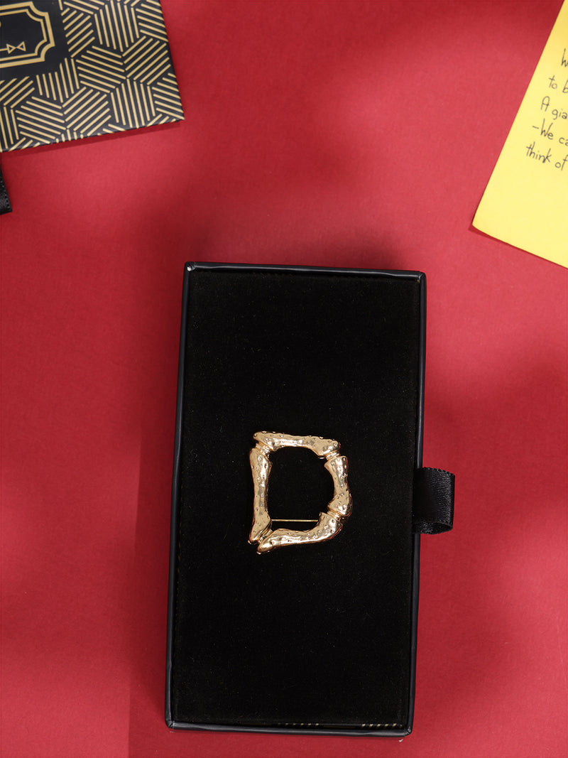 Golden Alphabet D Brooch